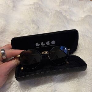 Garrett Leight Black and Gold Sunglasses